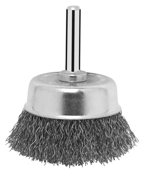 Brosse boisseau à fils ondulés inox pour perceuse